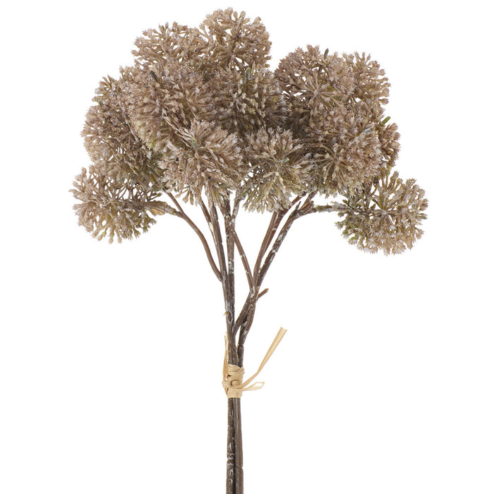 14" Globe Thistle Artificial Flower Stem Bundle -Beige (Pack of 12) - FST045-BE