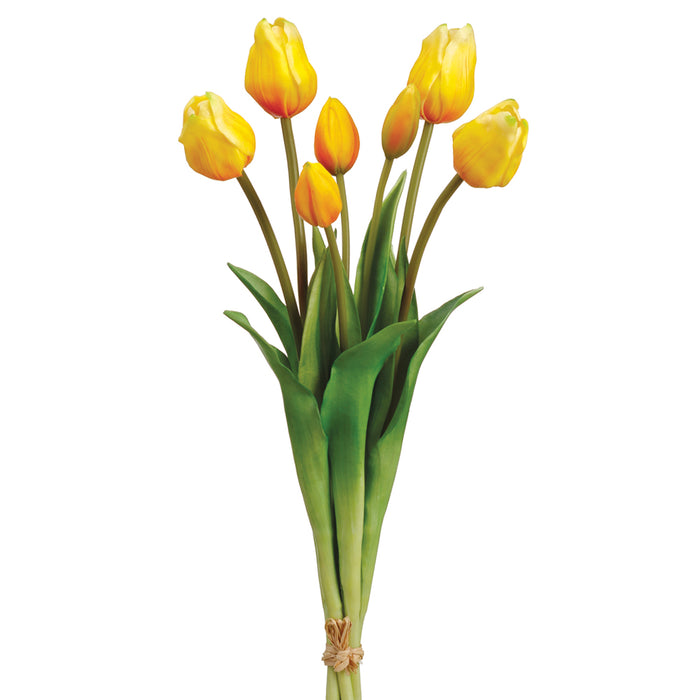 18" Tulip Silk Flower Stem Bundle -Yellow (pack of 12) - FST129-YE