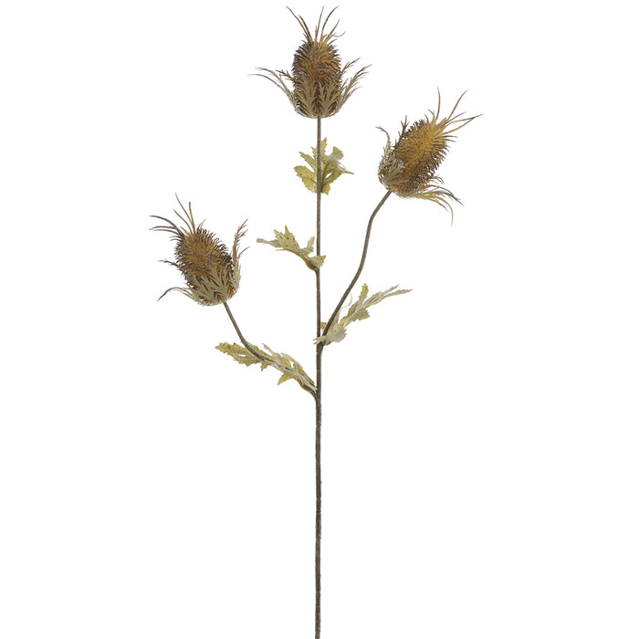 26" Artificial Thistle Flower Stem -Brown (pack of 12) - FST140-BR