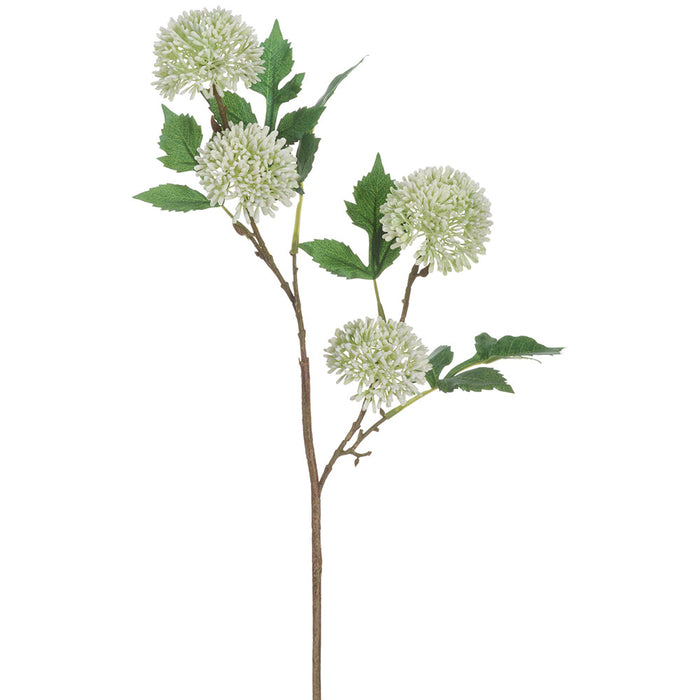 22" Globe Thistle Artificial Flower Stem -Cream/Green (Pack of 12) - FST182-CR/GR