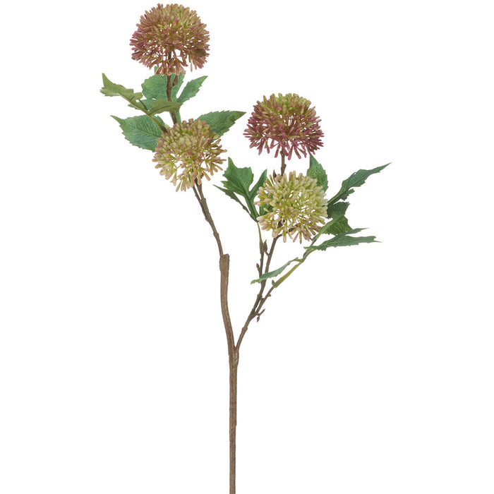 22" Globe Thistle Artificial Flower Stem -Mauve/Green (Pack of 12) - FST182-MV/GR