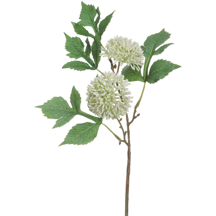 18" Globe Thistle Artificial Flower Stem -Cream/Green (Pack of 12) - FST184-CR/GR