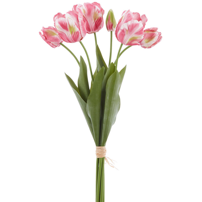 24" Real Touch Parrot Tulip Silk Flower Stem Bundle -Boysenberry/Green (Pack of 6) - FST195-BB/GR