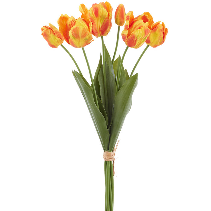 24" Real Touch Parrot Tulip Silk Flower Stem Bundle -Flame (Pack of 6) - FST195-FL