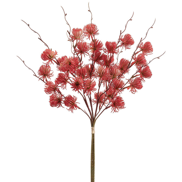 23" Thistle Artificial Flower Stem Bundle -Red (Pack of 8) - FST201-RE