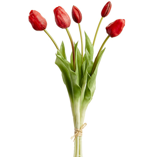 18" Tulip Silk Flower Stem Bundle -Red (Pack of 6) - FST316-RE