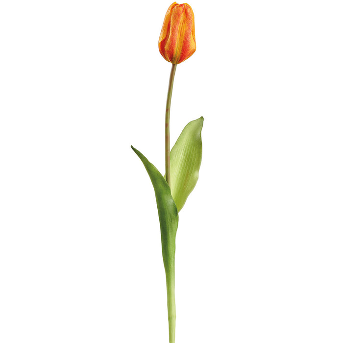 19" Real Touch Tulip Silk Flower Stem -Orange/Yellow (Pack of 12) - FST433-OR/YE