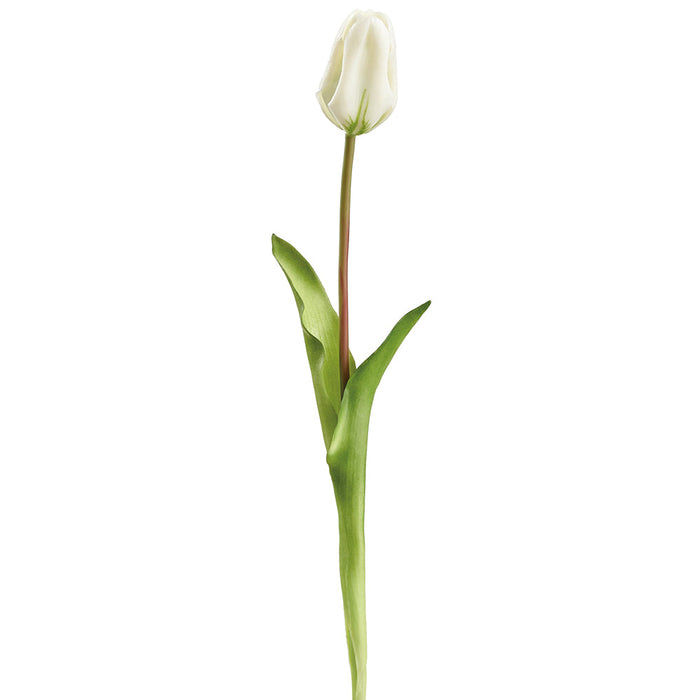 19" Real Touch Tulip Silk Flower Stem -White (Pack of 12) - FST433-WH