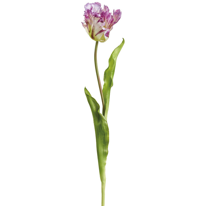20" Real Touch Tulip Silk Flower Stem -Purple/Green (Pack of 12) - FST434-PU/GR