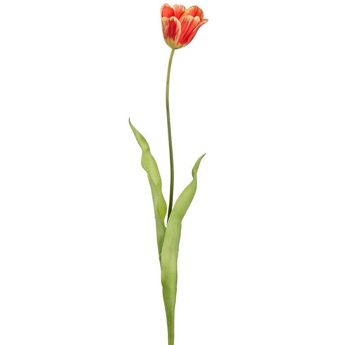 28" Tulip Silk Flower Stem -Orange/Yellow (Pack of 12) - FST503-OR/YE