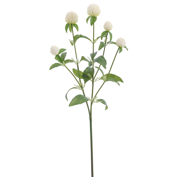 25.5" Globe Thistle Silk Flower Stem -Cream (Pack of 12) - FST515-CR