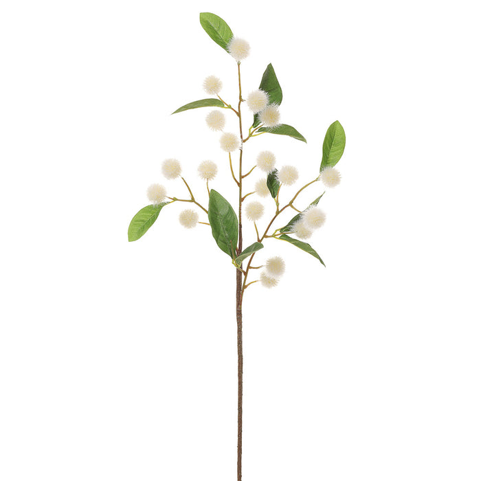 28" Globe Thistle Artificial Flower Stem -White (Pack of 12) - FST536-WH