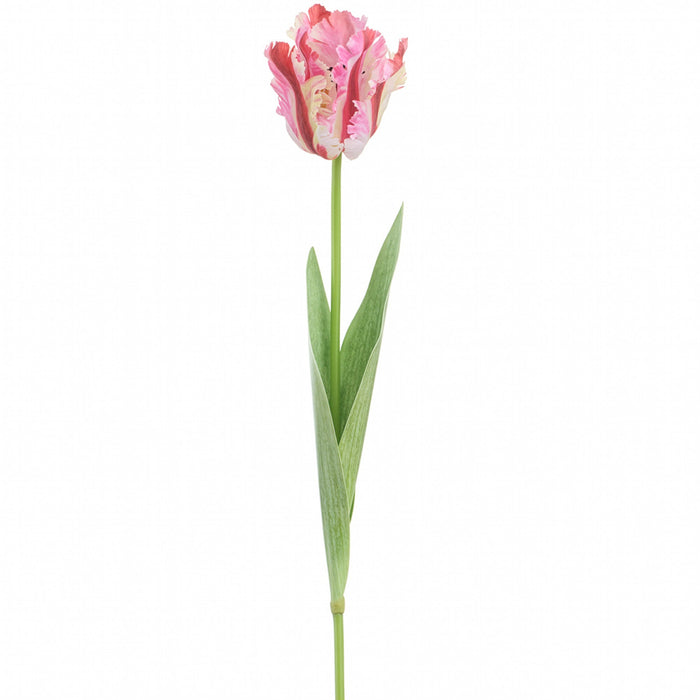 27" Parrot Tulip Silk Flower Stem -Pink/Red (Pack of 12) - FST550-PK/RE