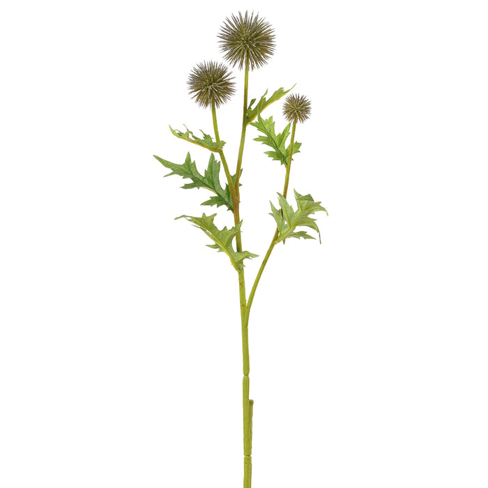 28" Globe Thistle Artificial Flower Stem -Gray/Green (Pack of 12) - FST604-GY/GR