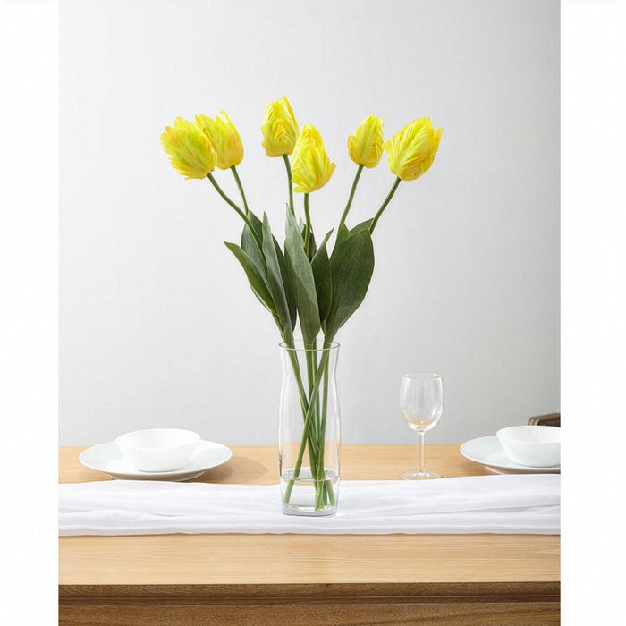 25" Silk Parrot Tulip Flower Stem -Yellow (Pack of 12) - FST718-YE