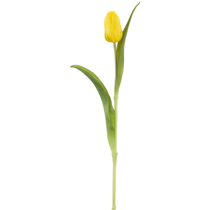 15.5" Real Touch Tulip Silk Flower Bud Stem -Yellow (Pack of 12) - FST720-YE