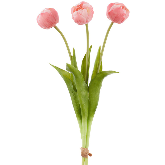 17" Tulip Silk Flower Stem Bundle -Pink (Pack of 16) - FST758-PK