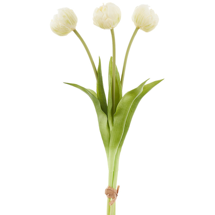 17" Tulip Silk Flower Stem Bundle -White (Pack of 16) - FST758-WH