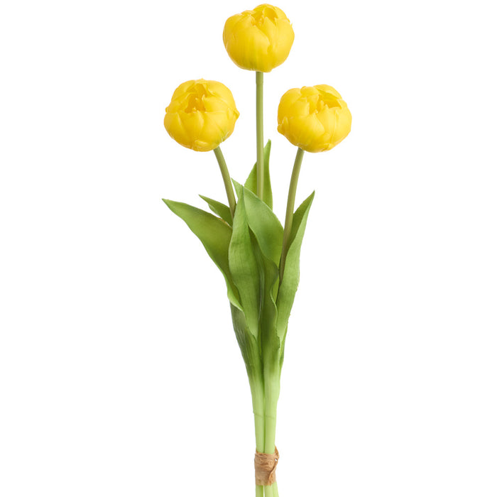 17" Tulip Silk Flower Stem Bundle -Yellow (Pack of 16) - FST758-YE