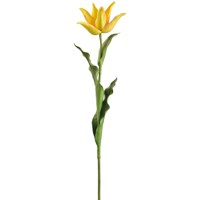 28" Tulip Silk Flower Stem -Yellow/Orange (Pack of 12) - FST973-YE/OR