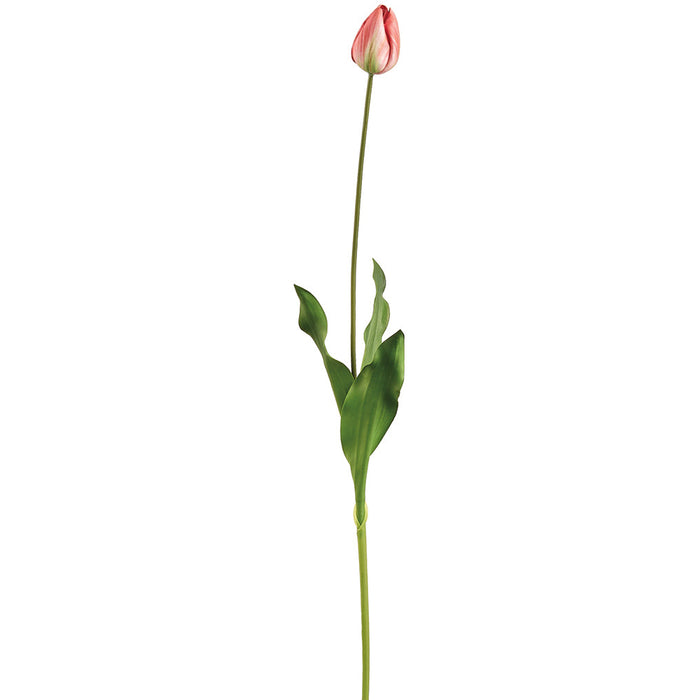 32" Tulip Silk Flower Stem -Coral/Green (Pack of 12) - FST975-CO/GR