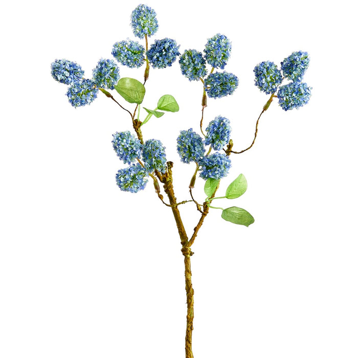 14" Mini Silk Viburnum Flower Stem -Blue (pack of 12) - FSV223-BL
