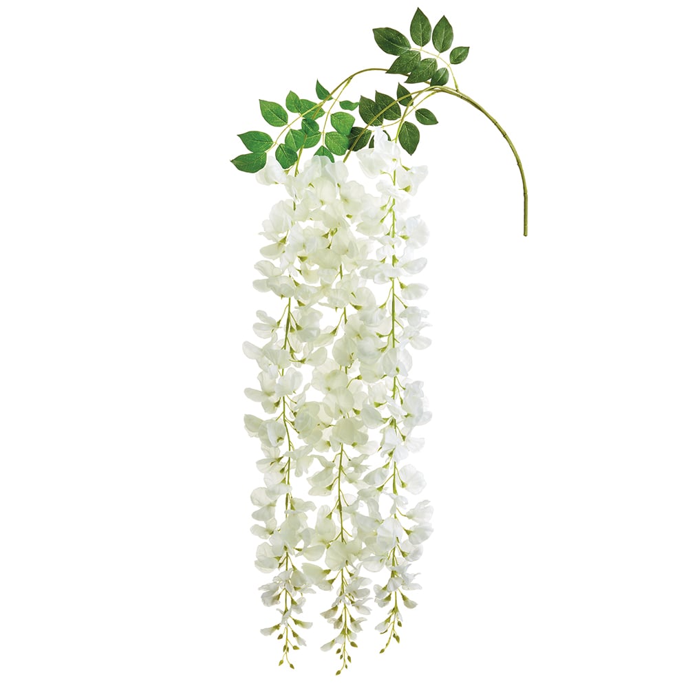 hanging white flower plant 48" Wisteria Hanging Spray | White | Artificial | 12 pieces