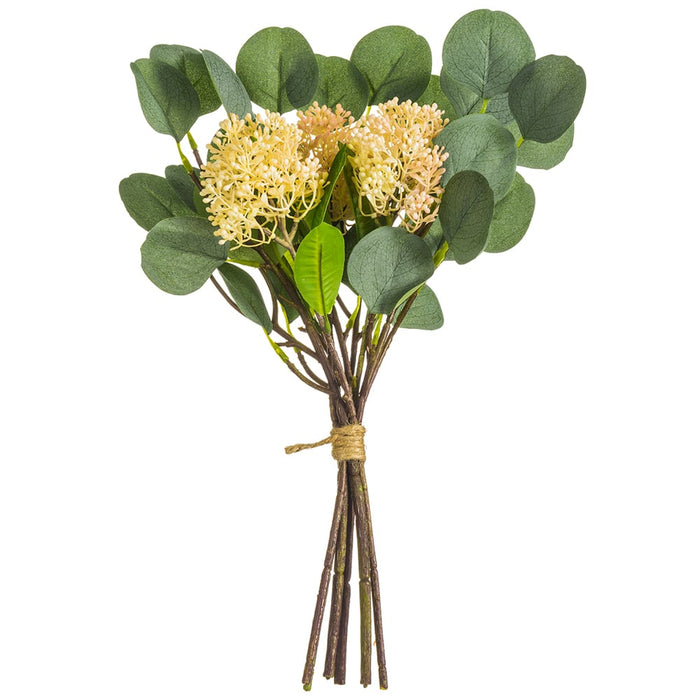 17" Artificial Eucalyptus Blossom Flower Stem Bundle -Pink (pack of 12) - FSX108-PK