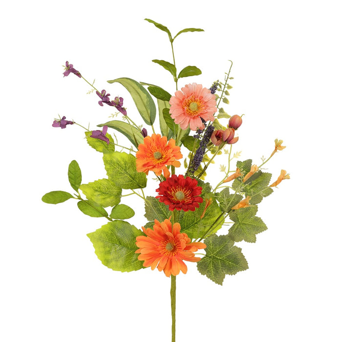 12" Daisy, Lavender & Blossom Silk Flower Stem -Orange/Assorted (pack of 12) - FSX864-OR/MX