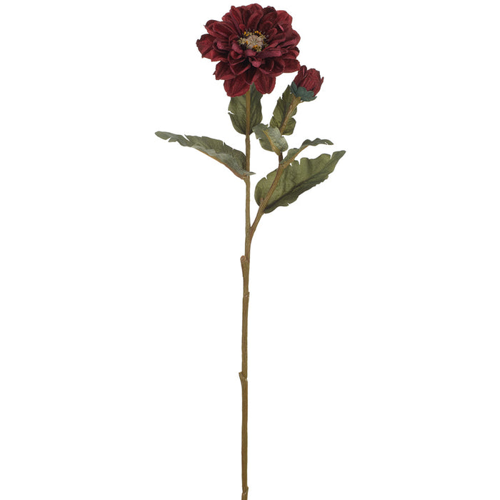 24" Zinnia Silk Flower Stem -Burgundy (pack of 12) - FSZ108-BU