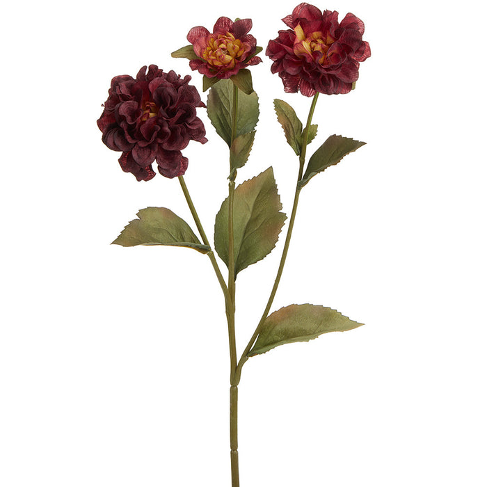 19.5" Zinnia Silk Flower Stem -Burgundy (pack of 12) - FSZ152-BU