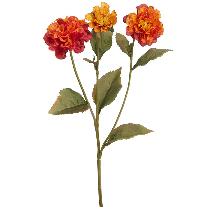 19.5" Zinnia Silk Flower Stem -Orange (pack of 12) - FSZ152-OR