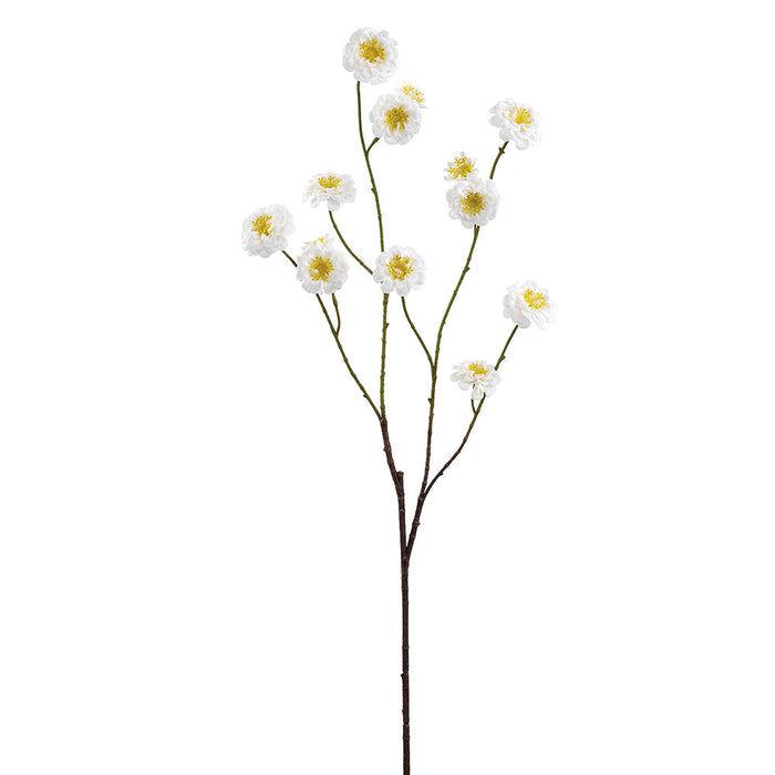 43" Zinnia Silk Flower Stem -White (Pack of 12) - FSZ872-WH