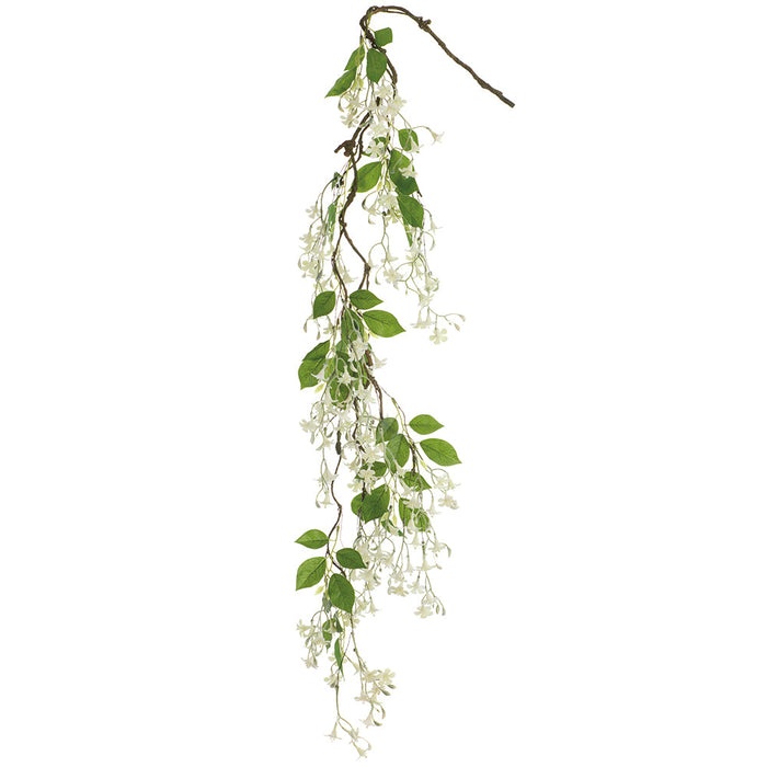 52" Hanging Stephanotis Silk Flower Stem -White (Pack of 6) - FVS003-WH