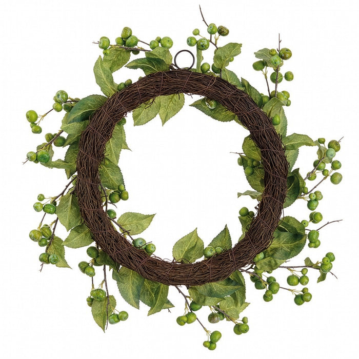 20" Crabapple Artificial Wreath -Green (Pack of 2) - FWB001-GR