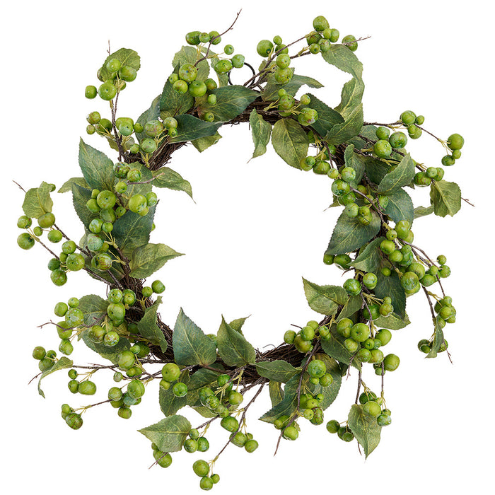 20" Crabapple Artificial Wreath -Green (Pack of 2) - FWB001-GR