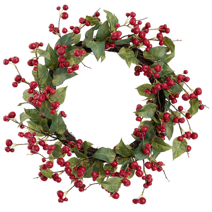 20" Crabapple Artificial Wreath -Red (Pack of 2) - FWB001-RE