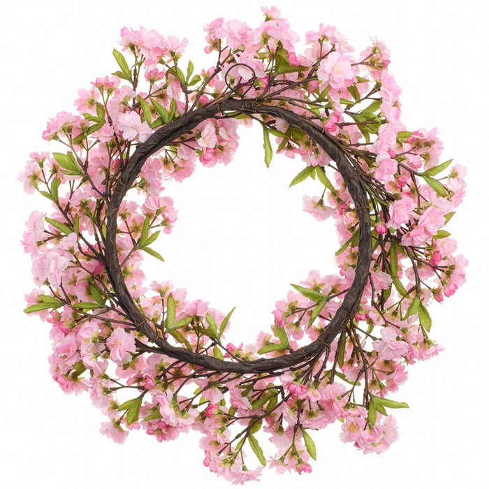 24" Cherry Blossom Silk Flower Wreath -Pink (Pack of 2) - FWB019-PK