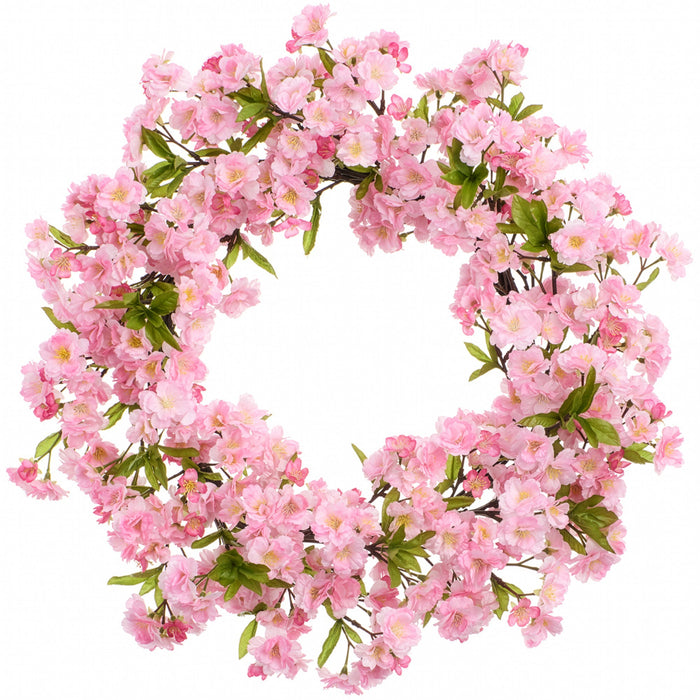 24" Cherry Blossom Silk Flower Wreath -Pink (Pack of 2) - FWB019-PK
