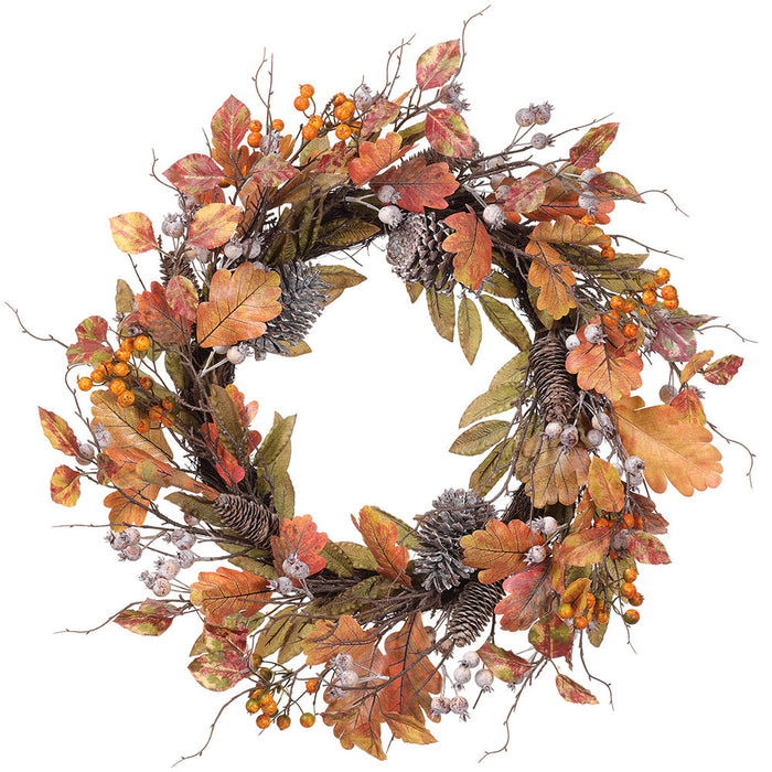 24" Artificial Berry & Pinecone Hanging Wreath -Fall (pack of 2) - FWB073-FA