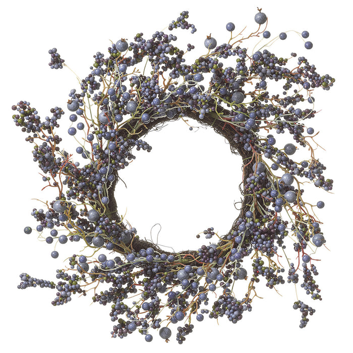 24" Artificial Berry Hanging Wreath -Blue (pack of 2) - FWB611-BL