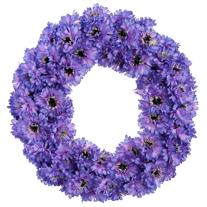 12" Cornflower Silk Flower Wreath -Lavender (Pack of 6) - FWC043-PU/LV