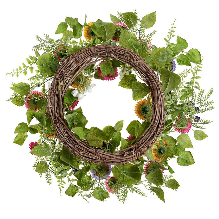 22" Silk Calendula Flower Wreath -Mixed Colors (Pack of 2) - FWC281-MX