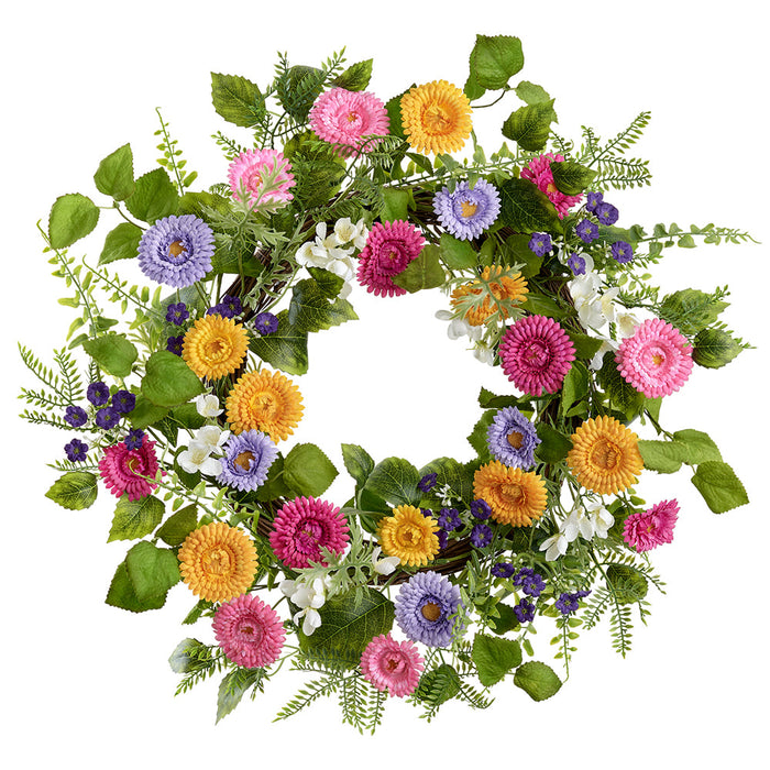 22" Silk Calendula Flower Wreath -Mixed Colors (Pack of 2) - FWC281-MX