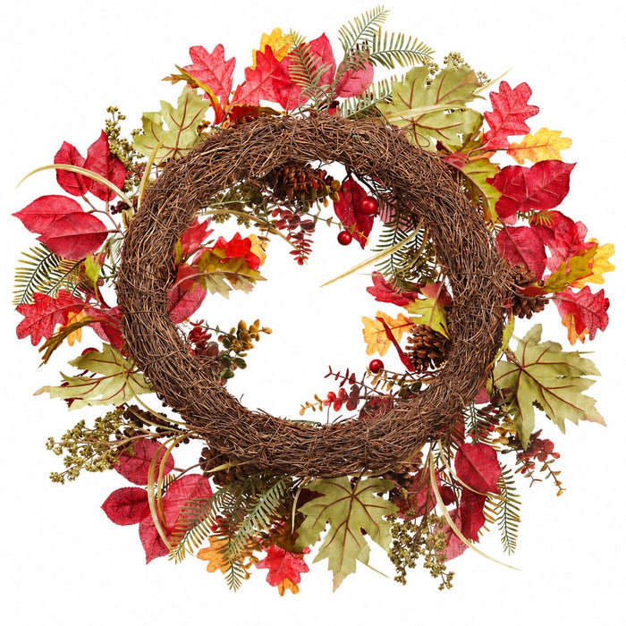 26" Artificial Berry, Rosehip & Pine Wreath -Burgundy/Brown (Pack of 2) - FWC444-BU/BR