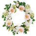 22" Dahlia & Snowball Silk Flower Wreath -Peach/Cream (Pack of 2) - FWD006-PE/CR