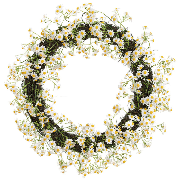 21" Daisy Silk Flower Hanging Wreath -White (pack of 4) - FWD026-WH