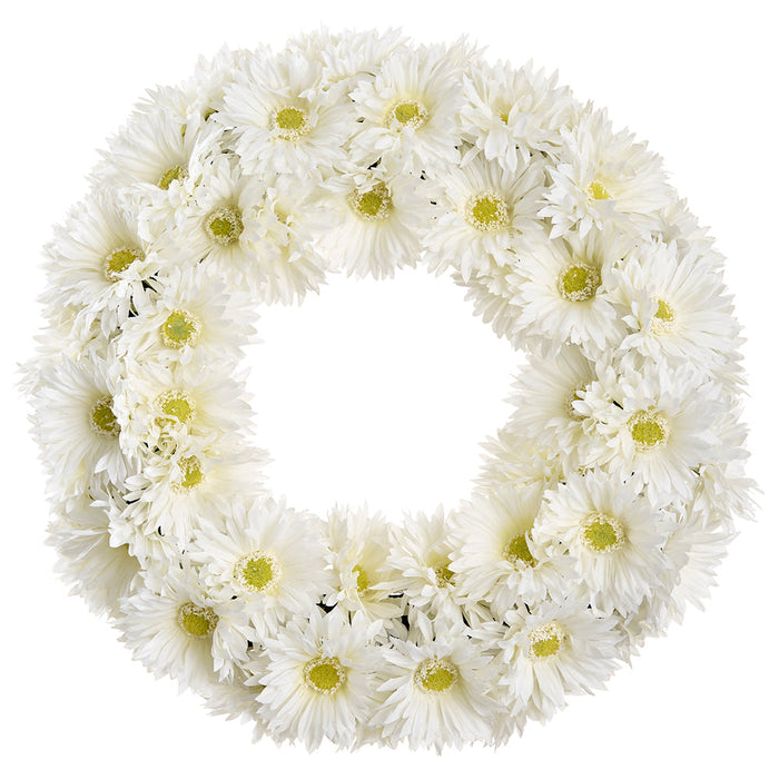 12" Daisy Silk Flower Wreath -White (Pack of 6) - FWD052-WH