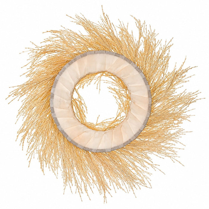 26" Artificial Fountain Grass Wreath -Ivory - FWG903-IV