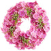 20" Hydrangea & Fern Leaf Silk Flower Hanging Wreath -Pink (pack of 2) - FWH051-PK